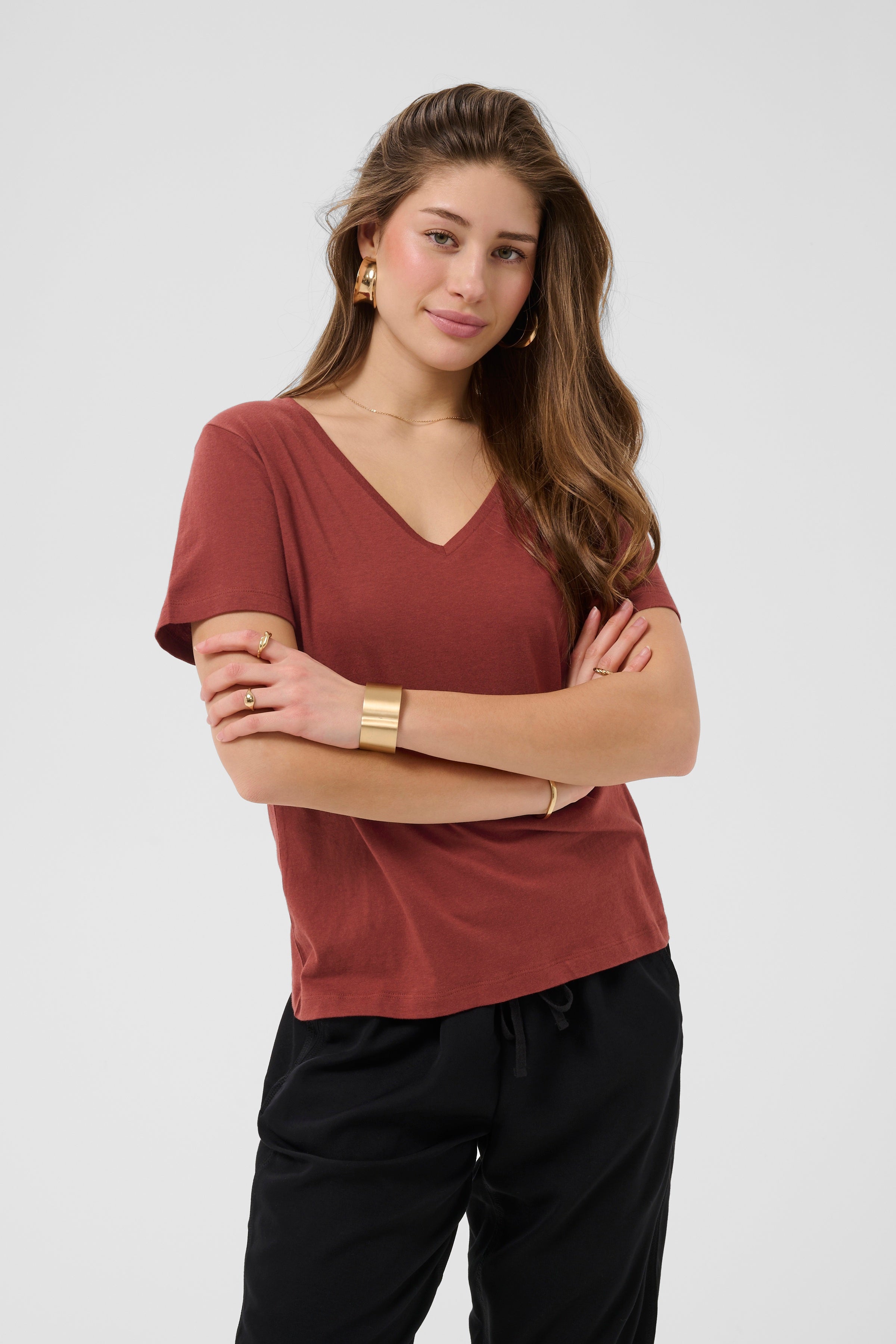 2026SS - Cream T-Shirt - CRNaia Deep V-neck T-Shirt
