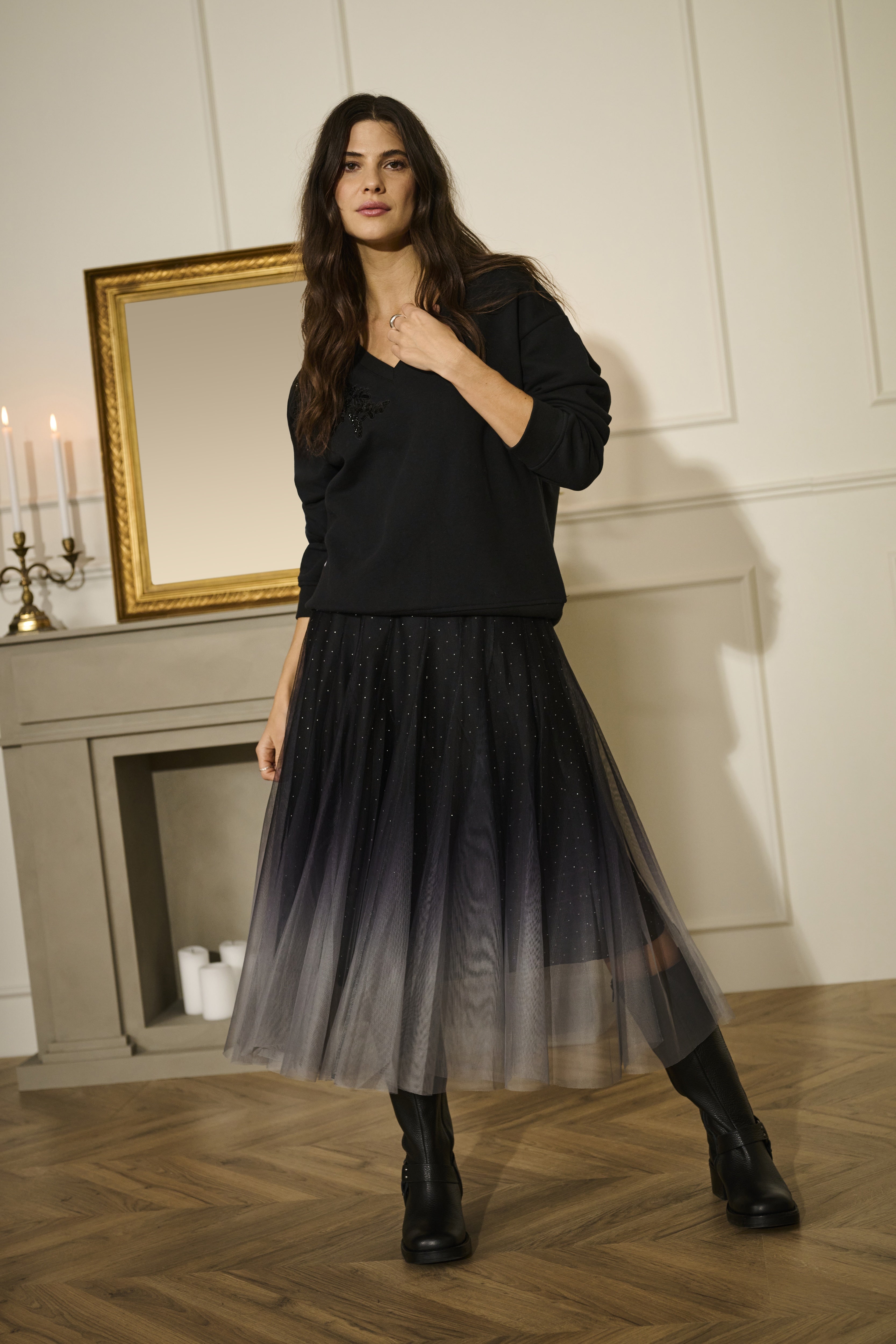 2025FW - Cream - Jupe - Glittery Mesh