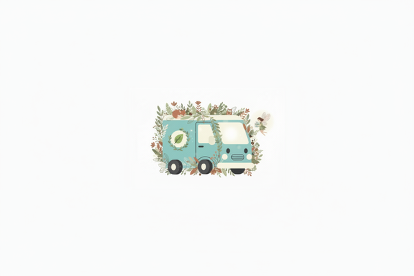 Camion botanique avec bordure blanche