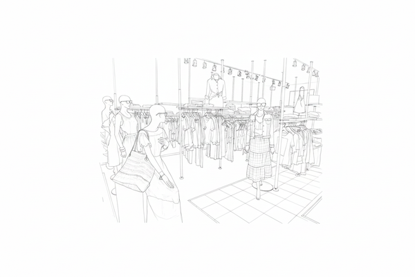 Croquis boutique avec bordure blanche